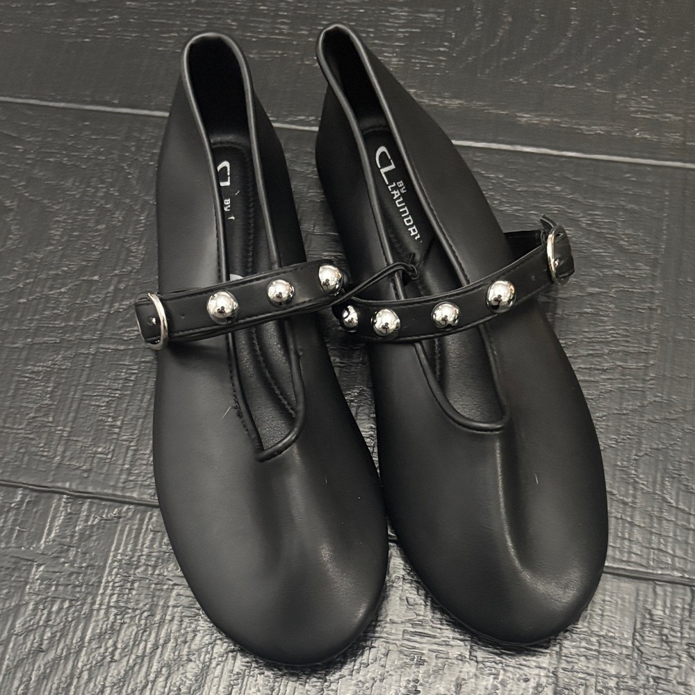 CL by Laundry Black Studded Flats